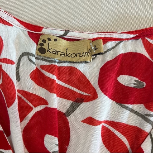 Karakorum Floral Poppy Print V Neck Fit & Flare Short Sleeve Dress Women’s Sz Lg - Picture 14 of 14